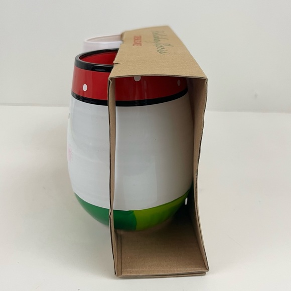 Holiday Cheer Stemless Wine Glasses Santa Snowman Christmas Set of 2 NEW - Picture 3 of 11